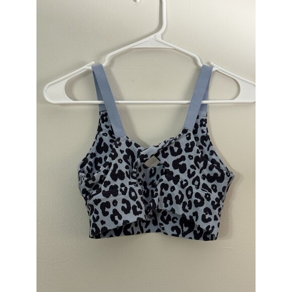 Offline by Aerie Blue Leopard Print Twist Sports Bra Women's S medium support - Picture 2 of 3